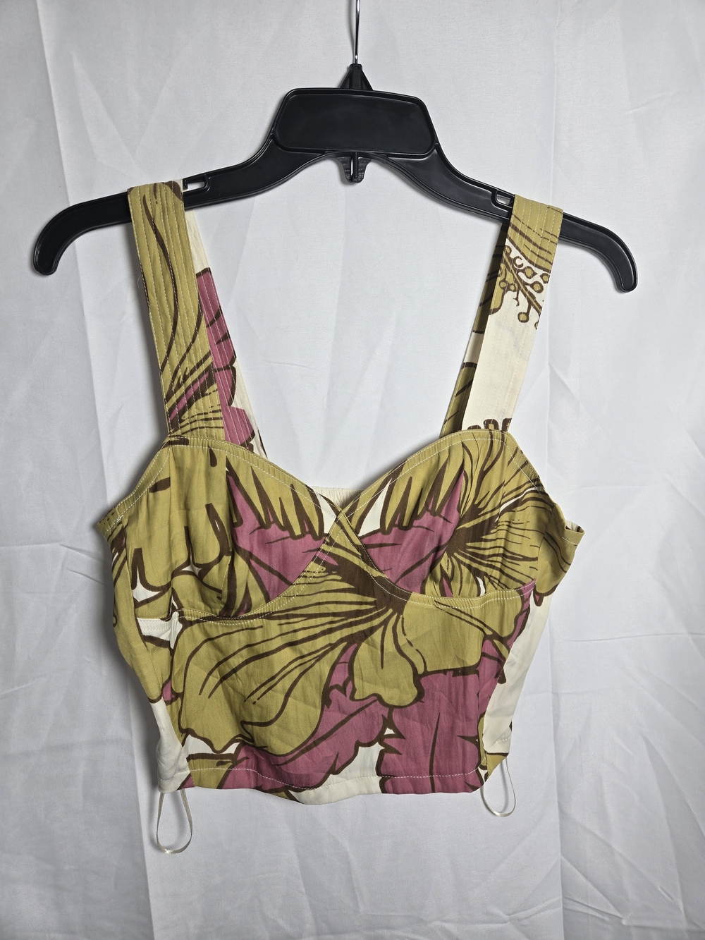 Rose & Olive Olive Green and Mauve Cropped Camisole